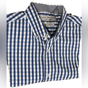 Nick Graham Everywhere Men Size Large Stretch L/S Shirt Modern Fit Blue Size L